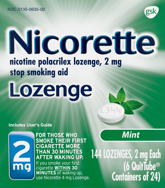 글락소스미스클라인 GSK 니코렛 니코틴 2mg 금연 로젠지 Mint 144pc *FDA 인증*
