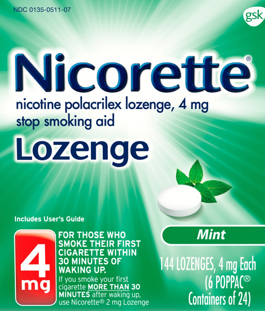 글락소스미스클라인 GSK 니코렛 니코틴 4mg 금연 로젠지 Mint 144pc *FDA 인증*