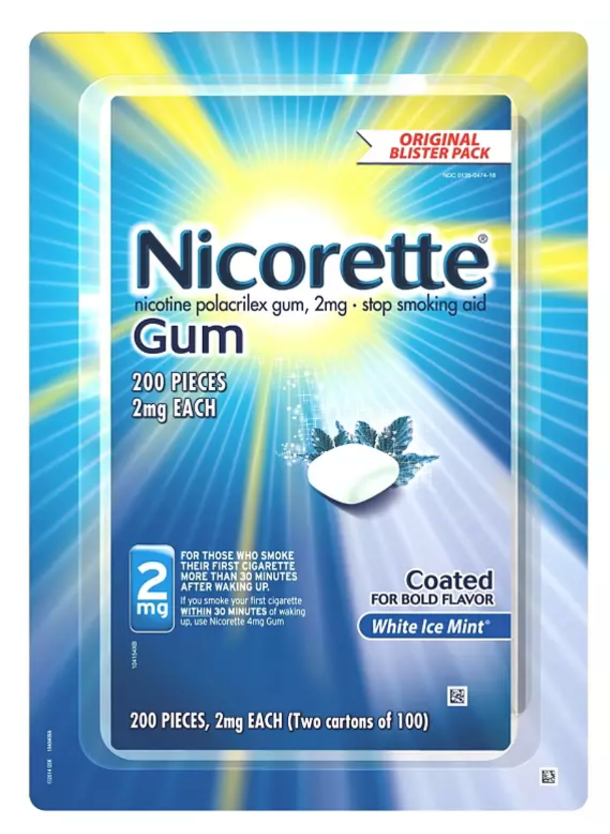 글락소스미스클라인 GSK 니코렛 니코틴 2mg 금연 껌 화이트아이스민트맛 100정 2개 (200정) *FDA 인증*