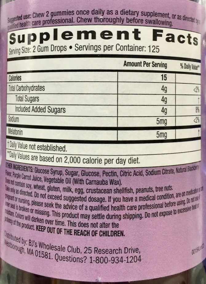 버클리젠슨 약물-프리 멜라토닌 2.5mg 수면유도 젤라틴-프리 거미 250정