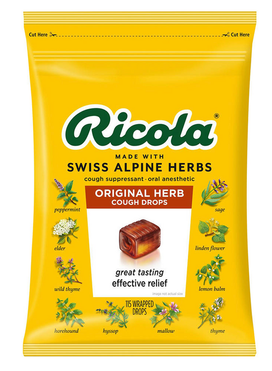 6+ 리콜라 Ricola GMO-프리 오리지널 기침 드롭 115pc