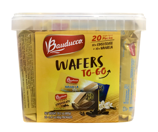 바우두코 Bauducco 웨하스 2가지맛 싱글팩 20팩 캐니스터 (800g)