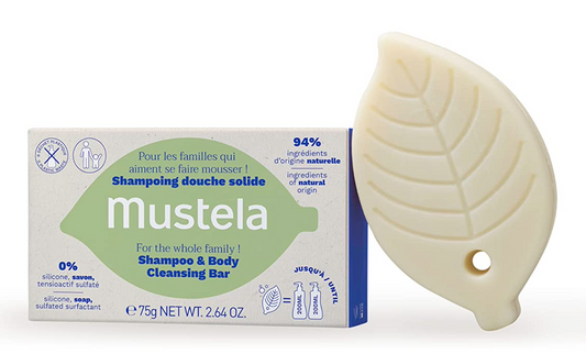 머스텔라 Mustela 실리콘/비누-프리 94% 자연유래 무향 클린징바 75g *샴푸/바디 겸용*