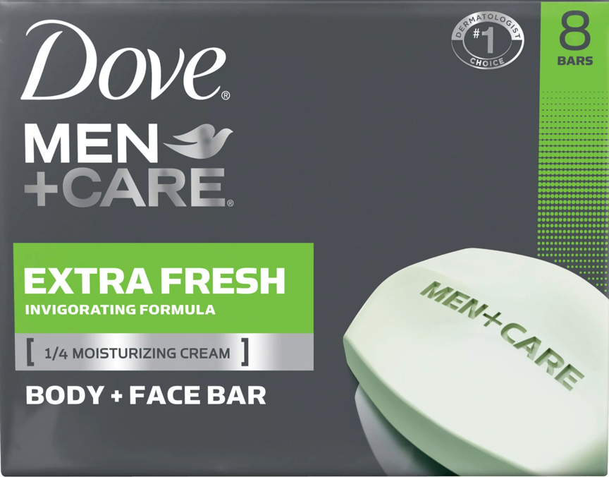 유니레버 Unilever 도브 파라벤/프탈레이트-프리 맨+케어 엑스트라 후레시 3-in-1 바디/페이스/면도 비누바 8ct (848g)