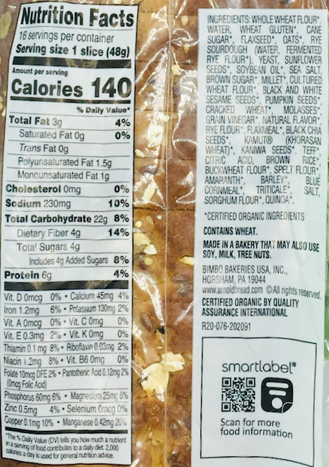 아놀드 Arnold 유기농/Non-GMO 무방부제 22 잡곡 & 씨앗 식빵 765g