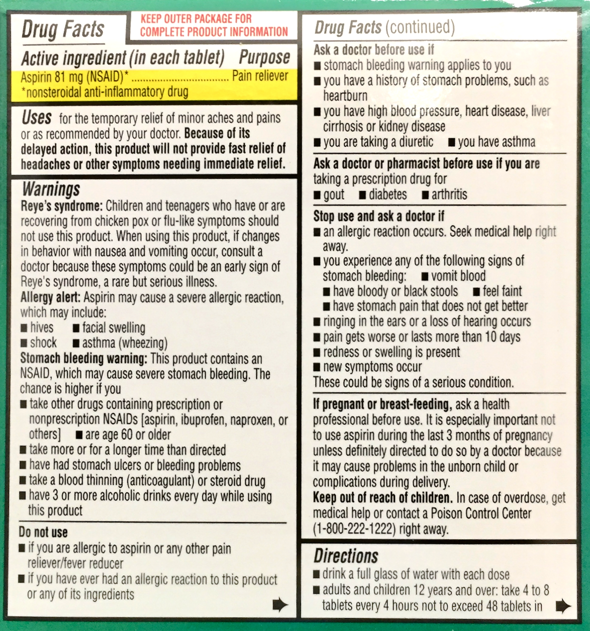 멤버스마크 아스피린 81mg 365+365정 (730정)