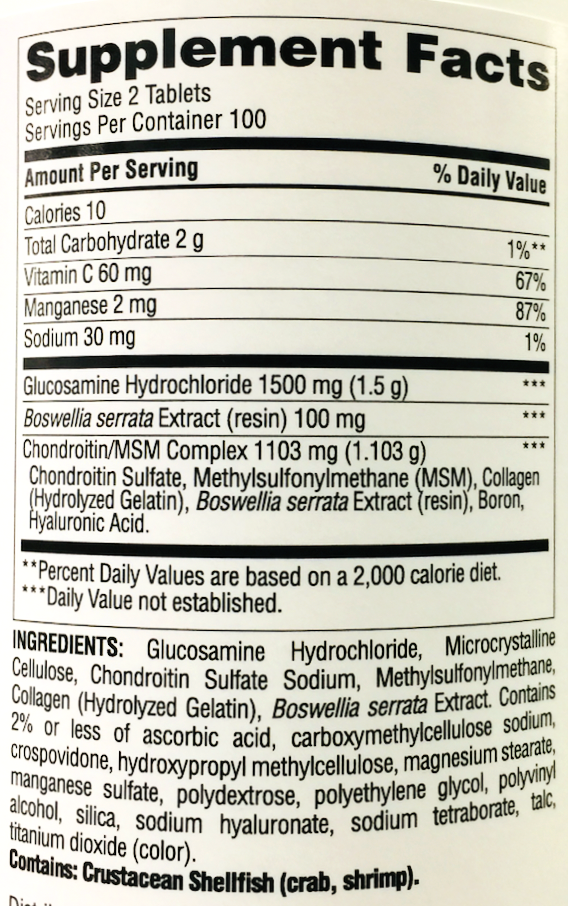 버클리젠슨 글루코사민•콘드로이친•MSM•비타민 C 200정