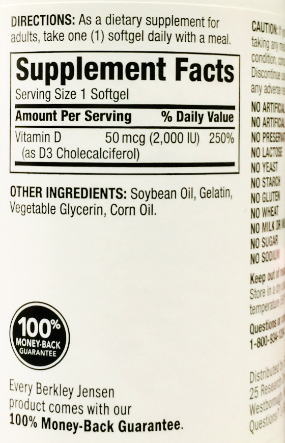 버클리젠슨 비타민 D3 2000 IU 640 액정