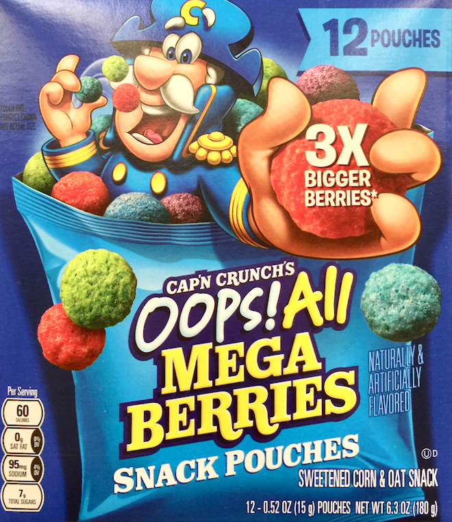 퀘이커 Quaker 캡앤크런치 시리얼 웁스올 메가베리 스낵 12ct (180g)