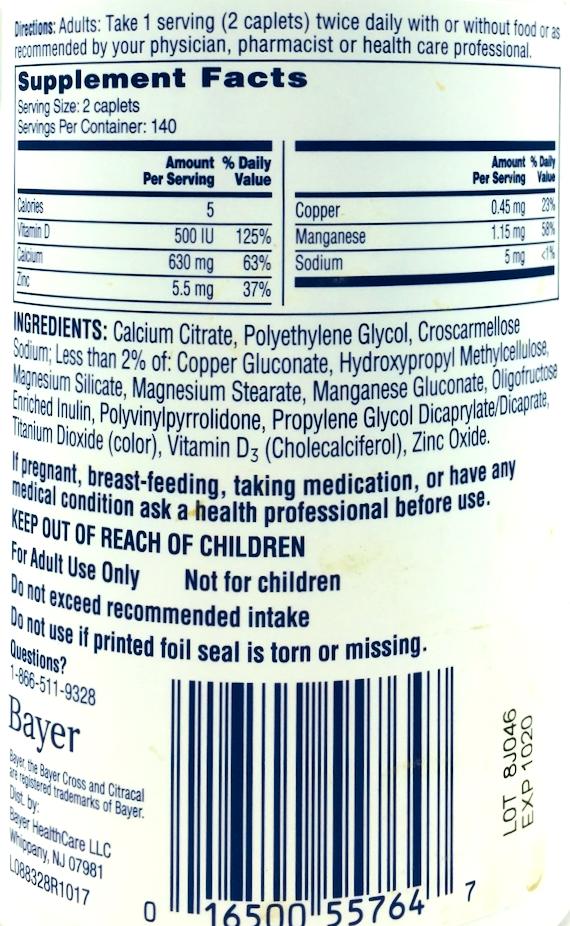 바이엘 Bayer 시트라칼 칼슘 315mg 280정