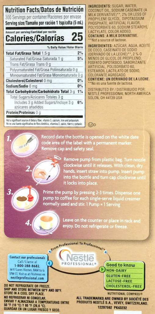 네슬레 Nestle 스위트 오리지널 액상 크리머 1.5L 2개 *캡슐 300개 동량*