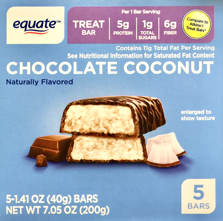 이퀘이트 Equate 초콜렛 코코넛 체중관리 스낵바 5ct (200g)