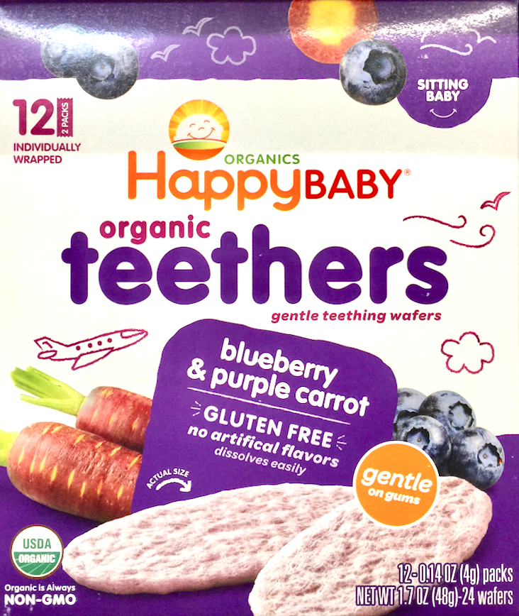 해피베이비 HappyBaby 유기농/Non-GMO 블루베리 & 자색 고구마 티더 와퍼 24pc (48g)