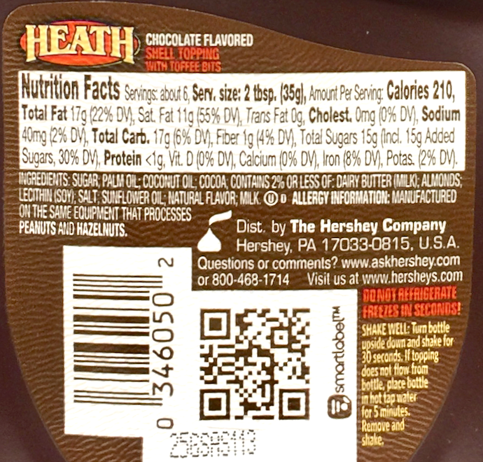 허쉬 쉘 헤쓰 초콜렛 & 토피비트 아이스크림 토핑 198g