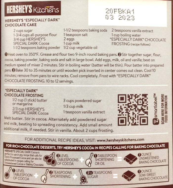 허쉬 Non-GMO 무가당 스페셜 다크 코코아 226g