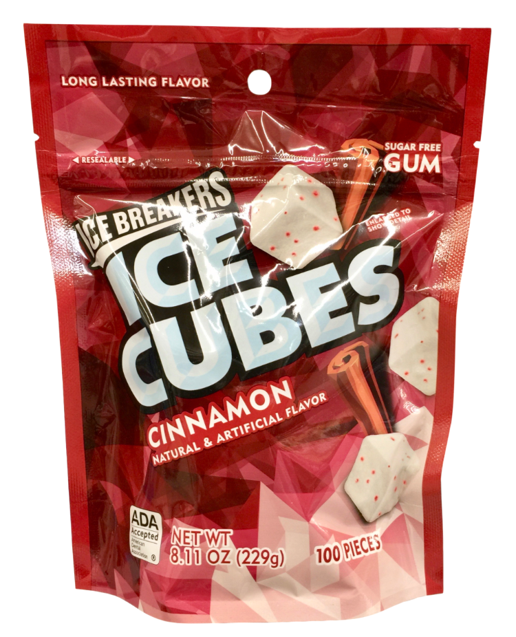 허쉬 아이스큐브 계피맛 무설탕 껌 100pc *ADA 승인*