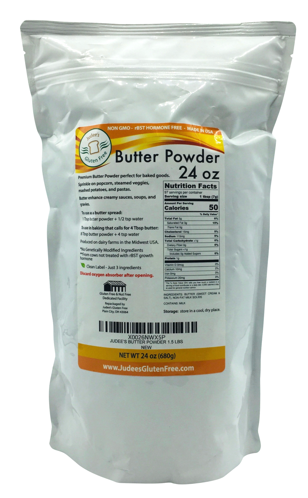 주디스 Judee's Non-GMO/rBST-프리 버터 가루 680g