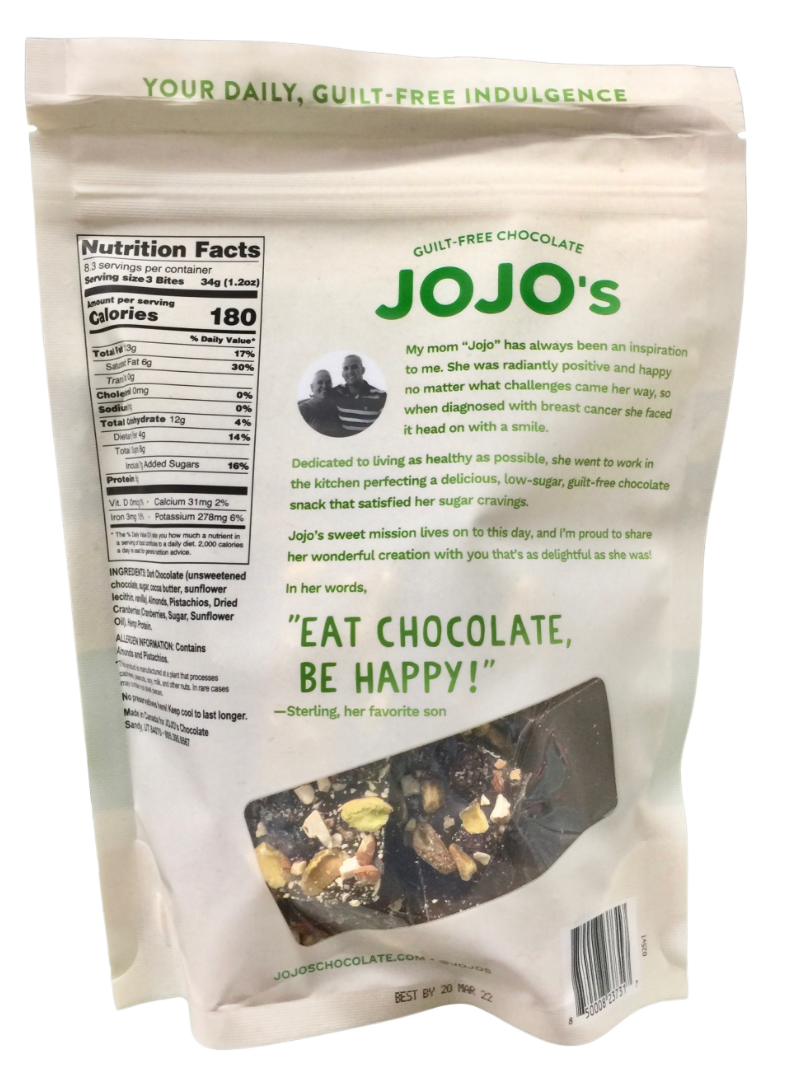 조조 Non-GMO 글루텐-프리 피스타치오 아몬드 크랜베리 다크초콜렛 바이트 283g *케토친화*