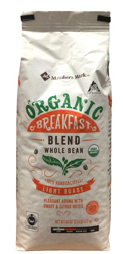 멤버스마크 유기농 브랙퍼스트 블렌드 라이트 로스트 커피 원두 1.13kg