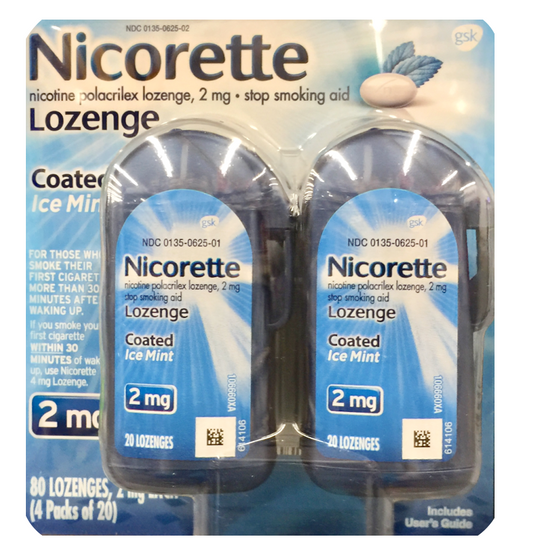 글락소스미스클라인 GSK 니코렛 니코틴 2mg 금연 코팅 로젠지 Ice Mint 40pc 2개 (80pc) *FDA 인증*