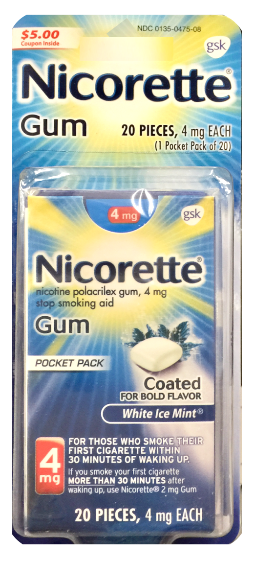 글락소스미스클라인 GSK 니코렛 니코틴 4mg 금연 껌 화이트아이스민트 20정 *FDA 인증*