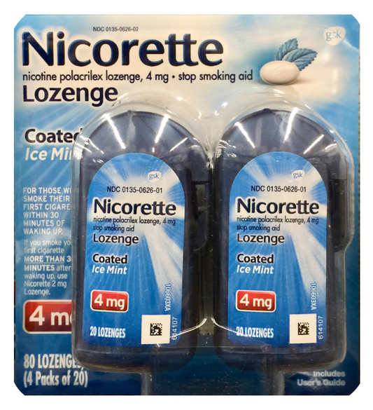 글락소스미스클라인 GSK 니코렛 니코틴 4mg 금연 코팅 로젠지 Ice Mint 80pc *FDA 인증*