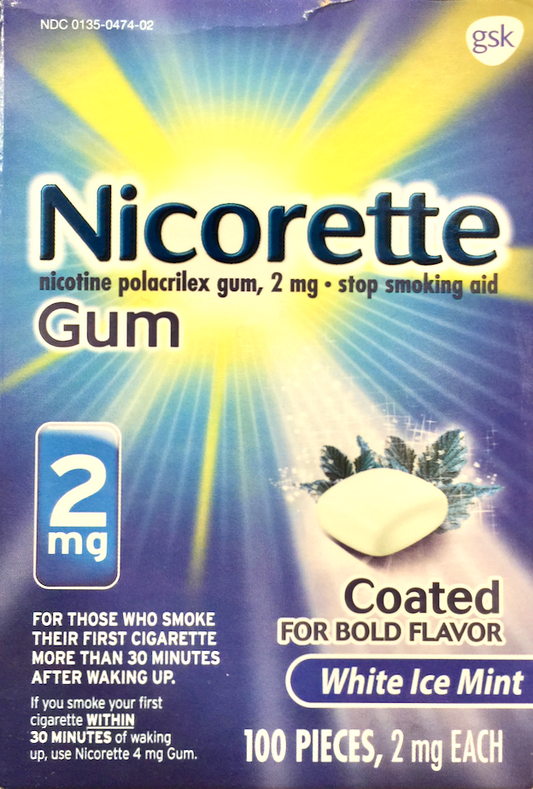 글락소스미스클라인 GSK 니코렛 니코틴 2mg 금연껌 White Ice Mint 100pc *FDA 인증*