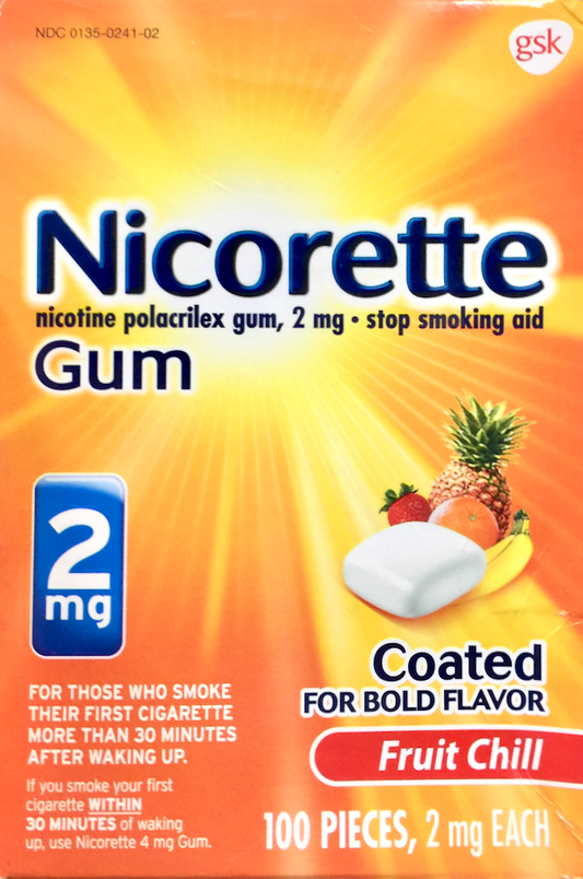글락소스미스클라인 GSK 니코렛 니코틴 2mg 금연껌 Fruit Chill 100pc *FDA 인증*