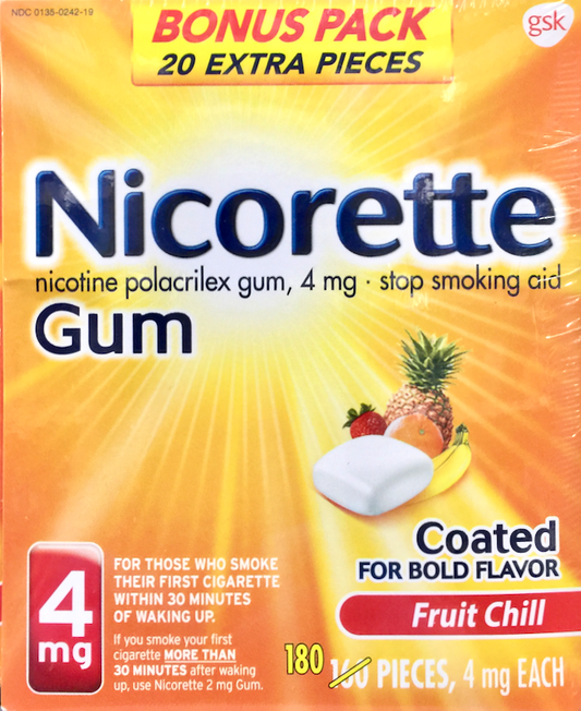 글락소스미스클라인 GSK 니코렛 니코틴 4mg 금연껌 Fruit Chill 160pc *FDA 인증*