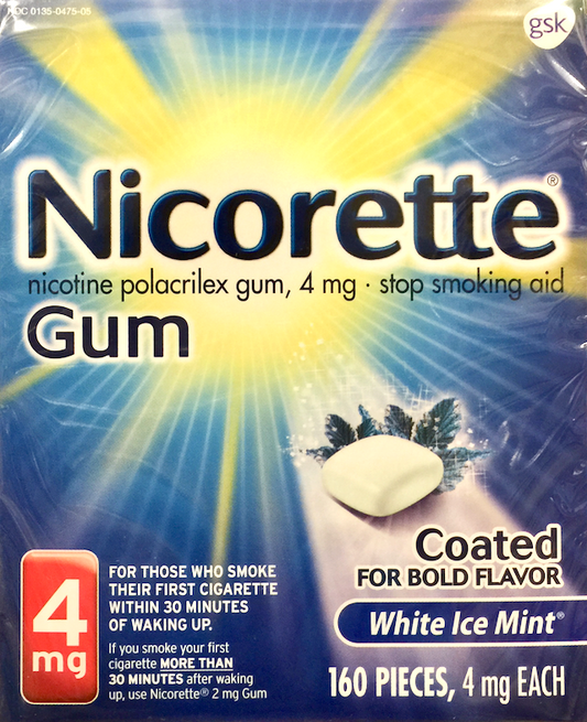 글락소스미스클라인 GSK 니코렛 니코틴 4mg 금연껌 White Ice Mint 160pc *FDA 인증*