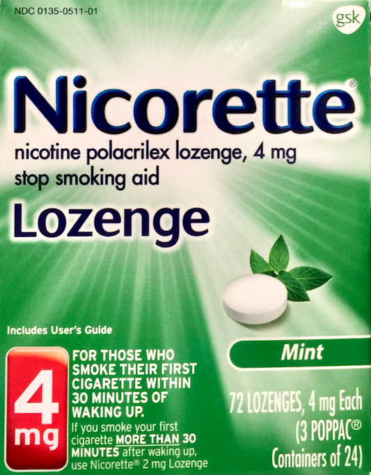 글락소스미스클라인 GSK 니코렛 니코틴 4mg 금연 로젠지 Mint 72pc *FDA 인증*
