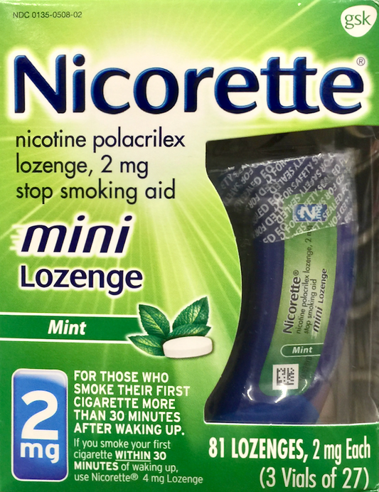 글락소스미스클라인 GSK 니코렛 니코틴 2mg 금연 미니 로젠지 Mint 81pc *FDA 인증*