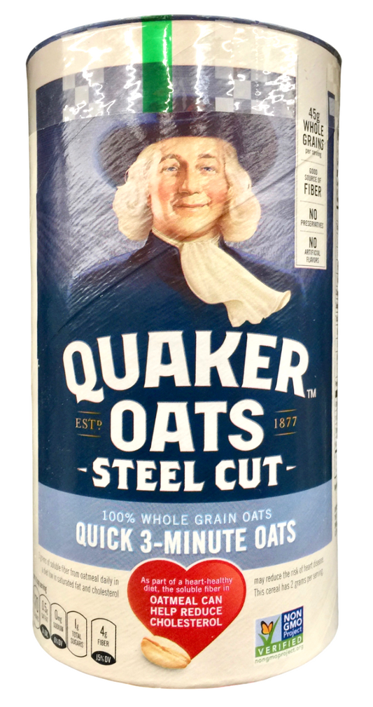 퀘이커 Quaker Non-GMO 스틸컷 퀵 3분 오트밀 캐니스터 709g
