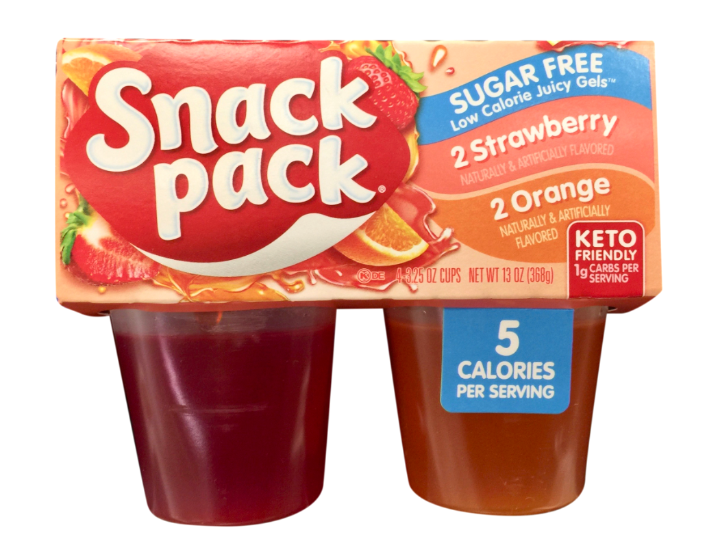 스낵팩 Snack Pack 슈가/글루텐/방부제-프리 스트로베리•오렌지 주시젤 4ct (368g) *케토친화*