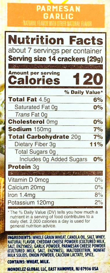 나비스코 Nabisco Non-GMO 트리스킷 파마산 & 갈릭 통곡물 크래커 201g