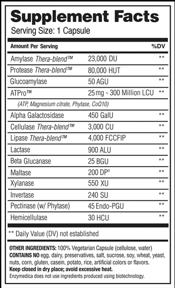 엔자이메디카 Enzymedica Non-GMO 다이제스트 골드 복합 소화효소 180정