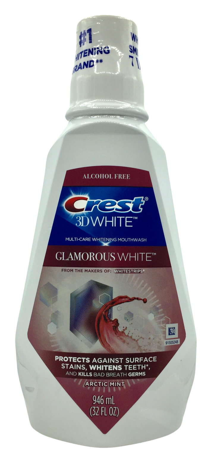 12+ P&G 크레스트 Crest 3D 화이트 글래머러스 화이트 무알콜 구강청결제 946ml 2병 (1.89L)