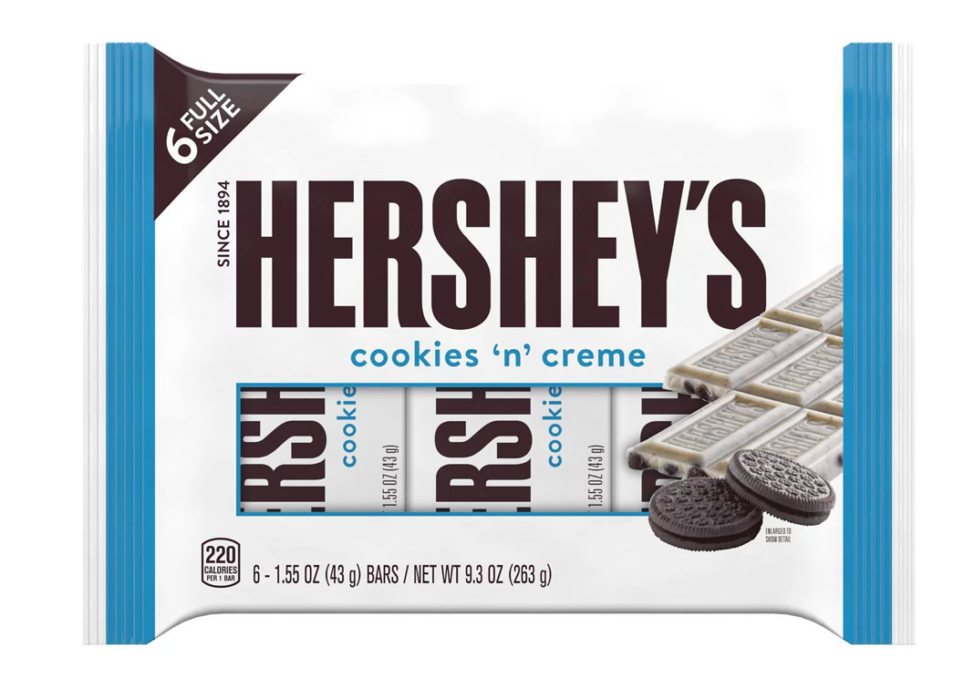 [풀사이즈팩] 허쉬 Hershey's 쿠키 & 크림 화이트 초콜렛 43g 6ct (263g)