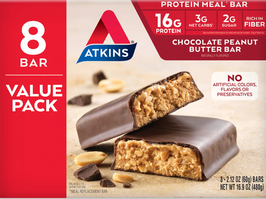 앳킨스 Atkins 케토 무설탕 초콜렛 땅콩버터 프로틴바 8ct (480g)