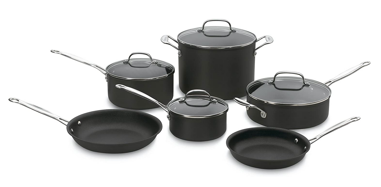 퀴진아트 Cuisinart 쉐프 클래식 경질 알루마이트 논스틱 쿡웨어 세트 10pc