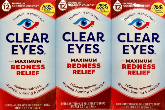 클리어아이즈 Clear Eyes 맥시멈 레드니스 릴리프 (충혈완화) 점안액 15ml 3개 (45ml)