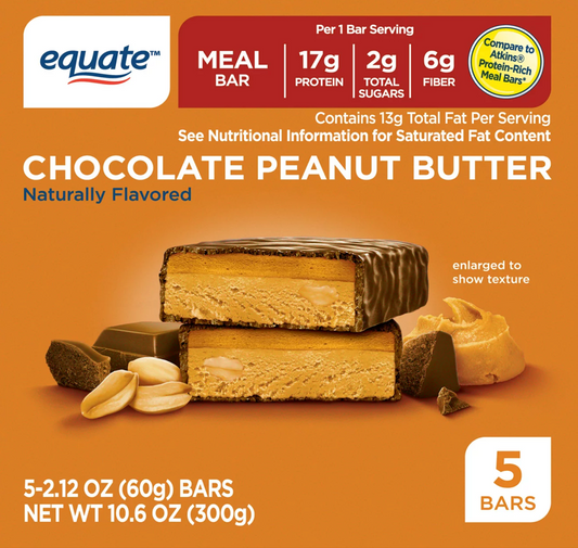 이퀘이트 Equate 초콜렛 땅콩버터 스낵바 5ct (300g)