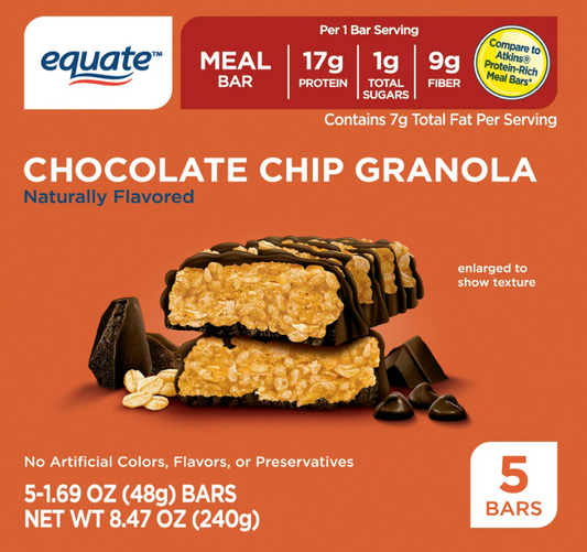 이퀘이트 Equate 초콜렛칩 그래놀라 5ct (240g) *단백질 17g*