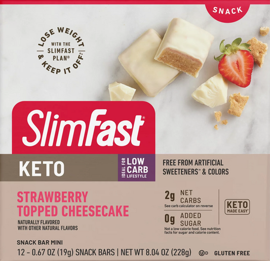 슬림패스트 Slimfast 케토 팻밤 스트로베리 치즈케이크 스낵바 12ct (228g)