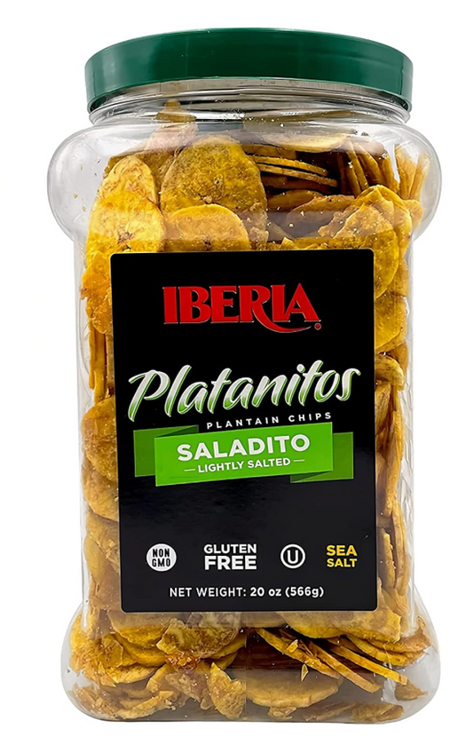 이베리아 Iberia Non-GMO 글루텐-프리 무설탕 플랜테인 칩 캐니스터 566g