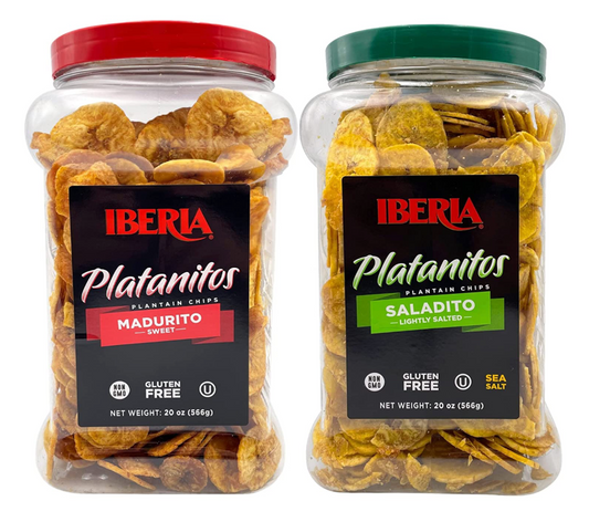 이베리아 Iberia Non-GMO 글루텐-프리 플랜테인 칩 캐니스터 2가지맛 1.67kg