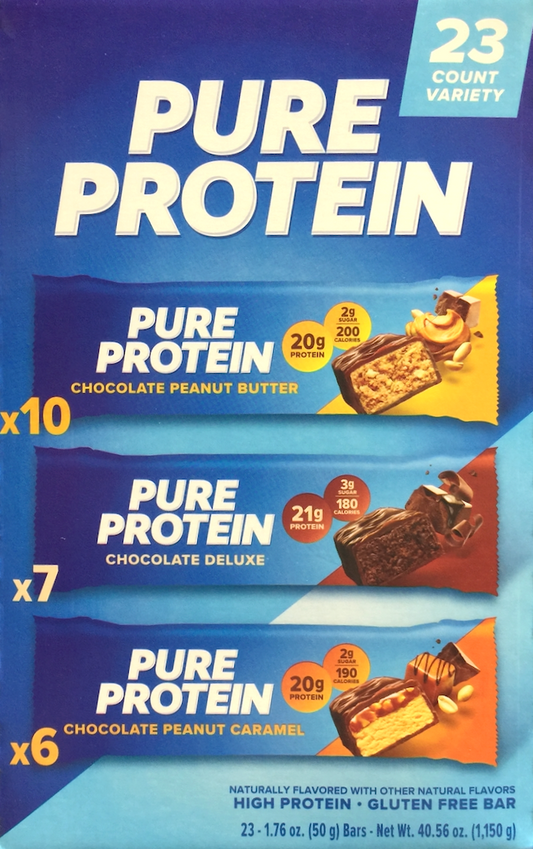 퓨어프로틴 Pure Protein 글루텐-프리 단백질바 3가지맛 23ct (1.15kg)