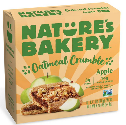 네이처스베이커리 Nature's Bakery Non-GMO 애플 오트밀 크럼 스낵바 6ct (240g)