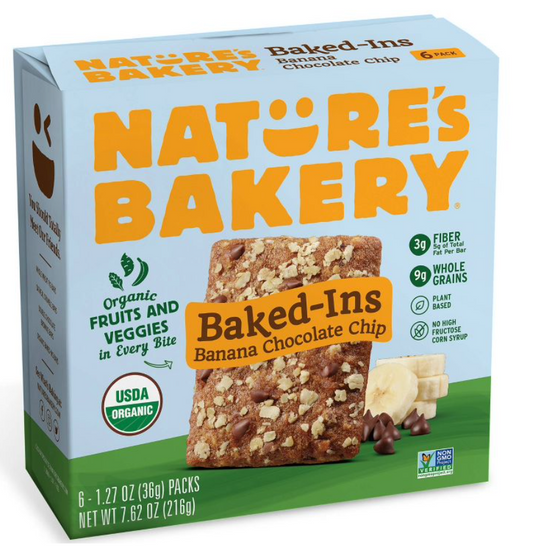 네이처스베이커리 Nature's Bakery 유기농/Non-GMO 바나나 초콜렛칩 스낵바 6ct 2팩 (432g)