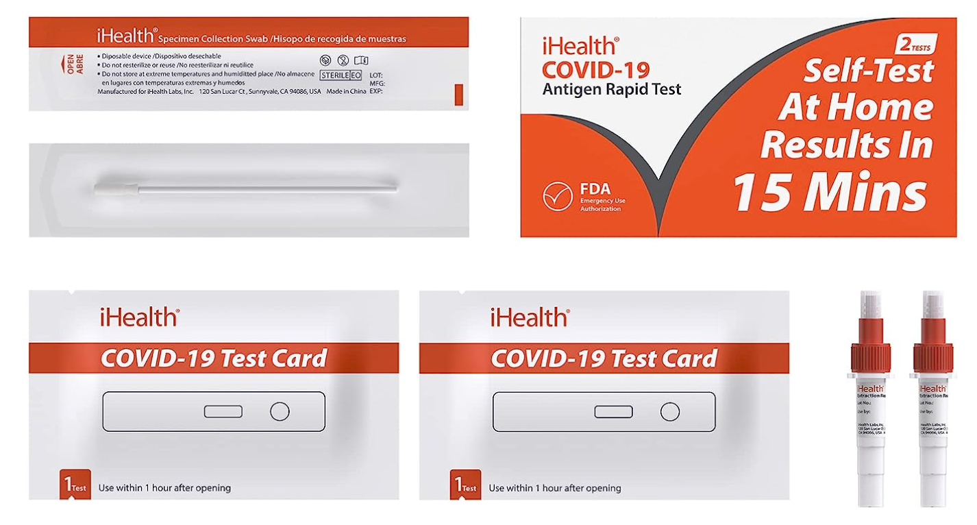 아이헬스 iHealth FDA 승인 코비드-19 15분 자가진단 키트 2개